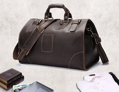 Vintage Leather Mens Large Weekender Bag Travel Bag Duffle Bag - iwalletsmen