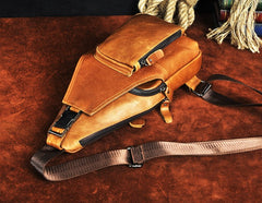 Cool Leather Mens Sling Bag Chest Bag Sling Shoulder Bag Sling Backpacks for men - iwalletsmen