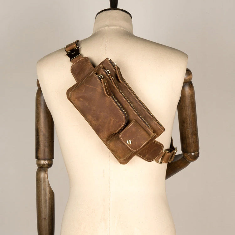 Vintage Leather Mens Fanny Pack Waist Bag Hip Pack Belt Bag Bumbag for –  iwalletsmen