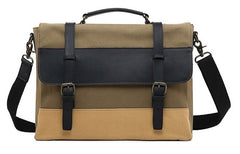 Mens Canvas Leather Briefcase Handbag Work Bag Business Bag for Men - iwalletsmen