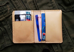 Brown Leather Mens Slim Front Pocket Bifold Small Wallets Card Wallet for Men - iwalletsmen