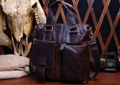 Vintage Coffee Leather Mens Briefcase Laptop Bag Business Bags Work Bag for Men - iwalletsmen