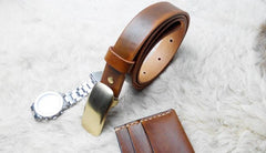 Handmade Leather Brown Mens Belt Leather Belt for Men - iwalletsmen