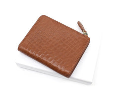 Leather Mens Zipper Small Wallet Slim Wallet Front Pocket Wallet Card Wallet for Men - iwalletsmen