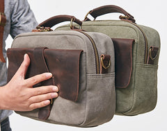 Mens Canvas Gray Cool Messenger Bag Side Bag Canvas Handbag for Men - iwalletsmen