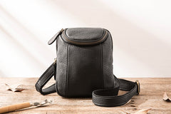 Black Leather Belt Pouch Mens Waist Bag Shoulder Bag for Men - iwalletsmen