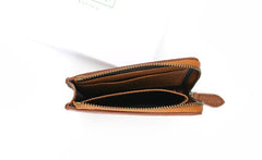 Leather Mens Zipper Small Wallet Slim Wallet Front Pocket Wallet Card Wallet for Men - iwalletsmen