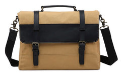 Mens Canvas Leather Briefcase Handbag Work Bag Business Bag for Men - iwalletsmen