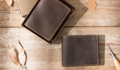 Cool Leather Vintage Mens Slim Small Wallets Zipper billfold Wallets for Men - iwalletsmen