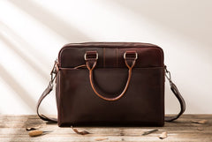 Red Brown Leather Mens Briefcase Work Bag Laptop Bag Business Bag for Men - iwalletsmen