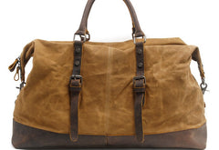 Mens Waxed Large Canvas Weekender Bag Canvas Travel Bag Canvas Overnight Bag for Men - iwalletsmen