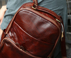 Vintage Leather Mens Backpack Travel Backpack School Backpacks for men - iwalletsmen