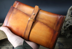 Handmade Leather Mens Brown Bifold Long Wallet Vintage Cool Clutch Wallet for Men - iwalletsmen