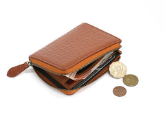 Leather Mens Zipper Small Wallet Slim Wallet Front Pocket Wallet Card Wallet for Men - iwalletsmen