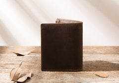 Cool Leather Vintage Mens Slim Small Wallets Zipper billfold Wallets for Men - iwalletsmen