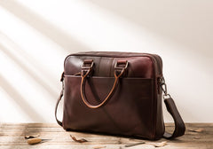 Red Brown Leather Mens Briefcase Work Bag Laptop Bag Business Bag for Men - iwalletsmen