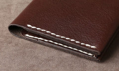 Genuine Leather Mens Cool Long Leather Wallet Cards Phone Bifold Clutch Wallet for Men