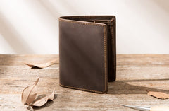 Cool Leather Vintage Mens Slim Small Wallets Zipper billfold Wallets for Men - iwalletsmen