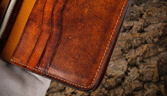 Handmade Leather Mens Clutch Wallet Cool Leather Wallet Long Phone Wallets for Men