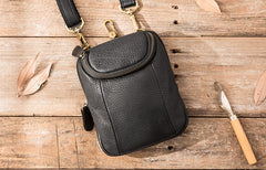 Black Leather Belt Pouch Mens Waist Bag Shoulder Bag for Men - iwalletsmen