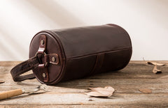 Cool Leather Mens Barrel Shoulder Bag Coffee Messenger Bags for Men - iwalletsmen