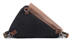 Mens Waxed Canvas Leather Triangular Side Bag Canvas Courier Bags for Men - iwalletsmen