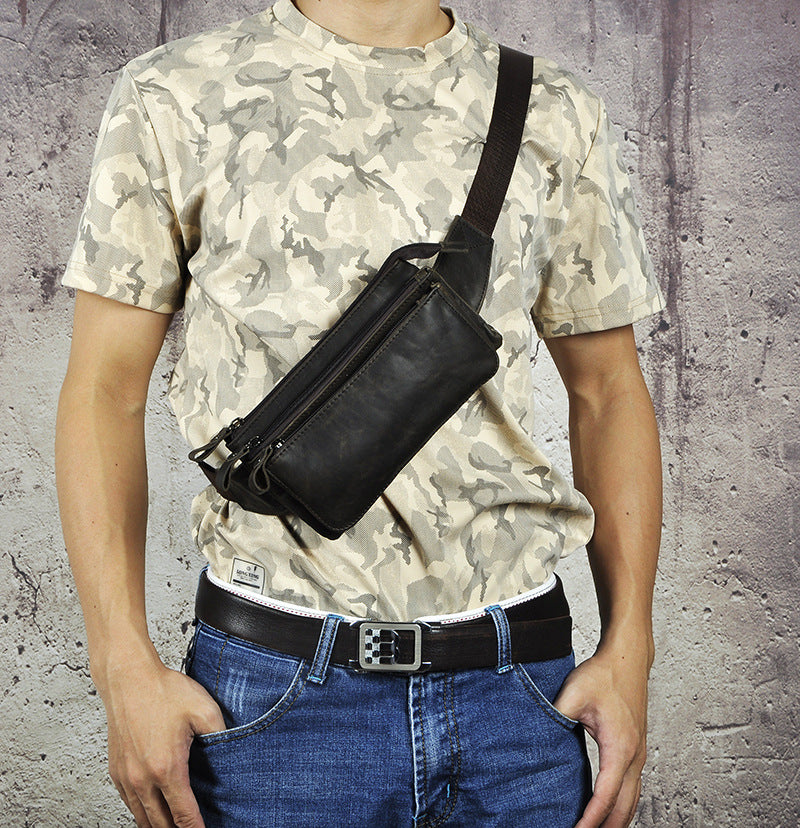 Buy Leather and Jeans Fanny Pack Denim Leather Belt Bag Online in