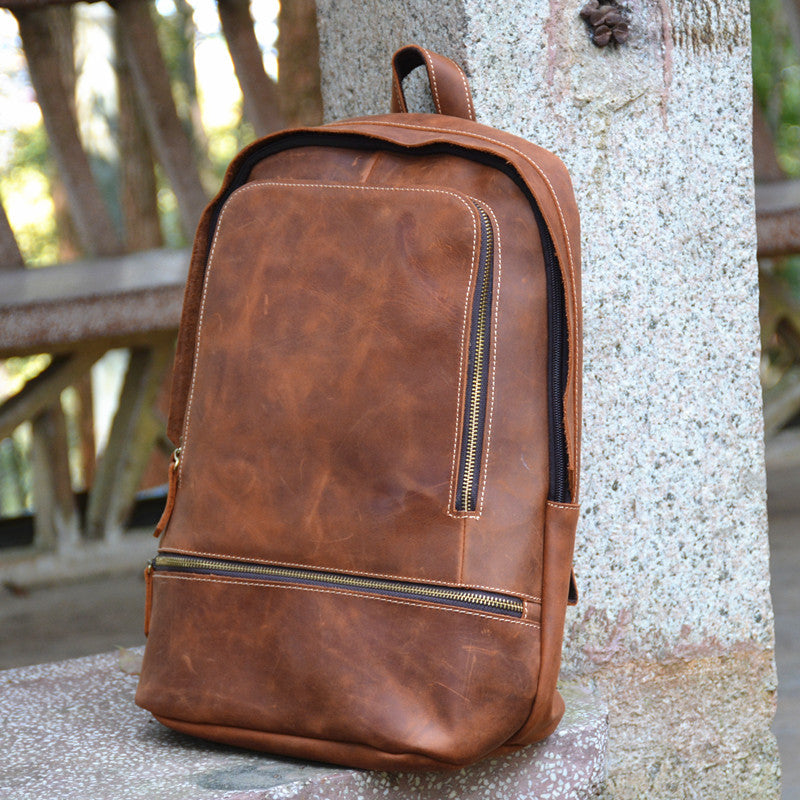 Vintage Leather Men's 13inch Computer Backpack Travel Backpack For Men - iwalletsmen