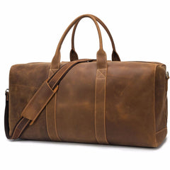 Vintage Brown Leather Men's Travel Bag Overnight Bag Weekender Bag For Men - iwalletsmen