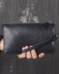 LEATHER MENS Wristlet Wallet Zipper Clutch FOR MEN - iwalletsmen