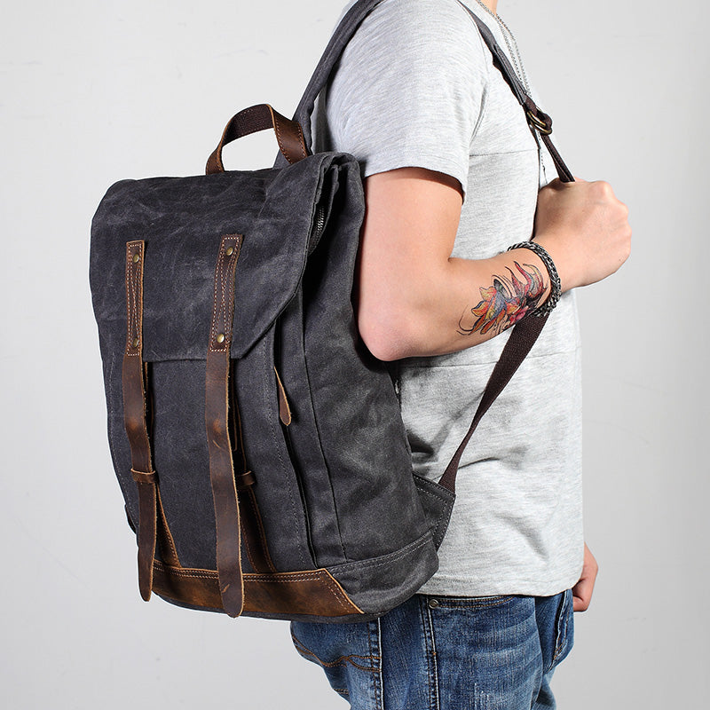 Men Casual Backpack Canvas Travel Backpack School Backpack Laptop Backpack  Shoulder Bag P288