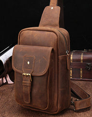 Cool Mens Leather Sling Bag One Shoulder Backpack Sling Crossbody Bag For Men - iwalletsmen