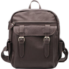 Coffee Cool Leather Mens School Backpack College Backpack 14'' Computer Backpack For Men - iwalletsmen