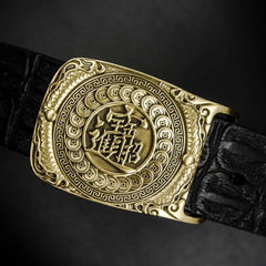 Handmade Genuine Leather Punk Rock Chinese Amass Fortunes Mens Cool Men Biker Trucker Leather Belt