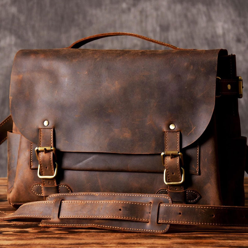 Genuine Leather Mens Cool Messenger Bag Briefcase Work Bag Business Ba ...