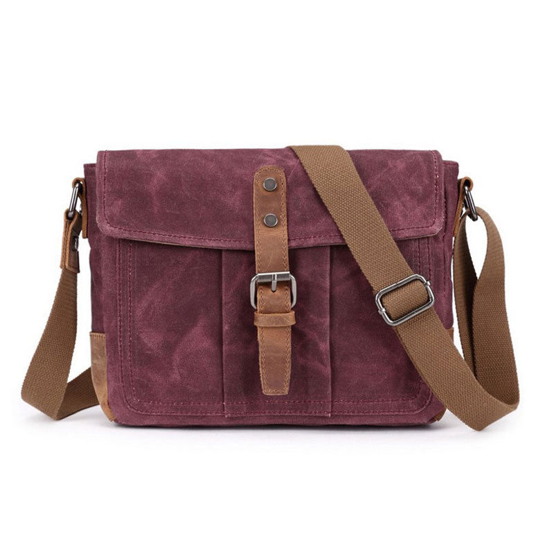 Small Purple Canvas Messenger Bag