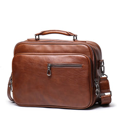 Fashion Brown Leather Men's Professional Briefcase 15‘’ Laptop Briefcase Business Handbag For Men - iwalletsmen