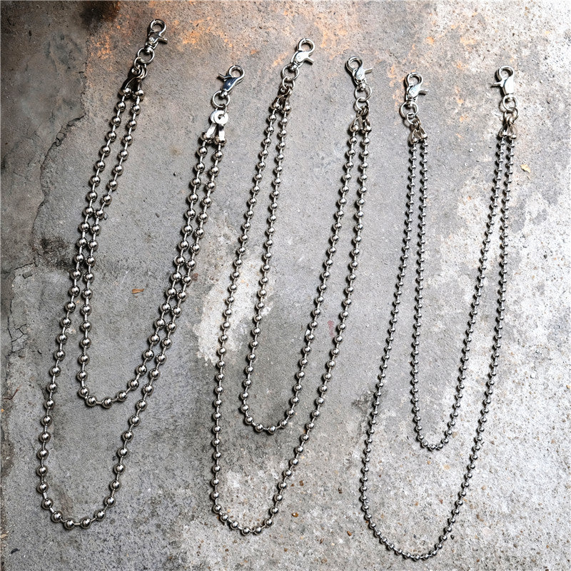 Cool Silver Mens Womens Beaded Pants Chain Long Double Wallet Chain For Men - iwalletsmen