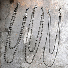 Cool Silver Mens Womens Beaded Pants Chain Long Double Wallet Chain For Men - iwalletsmen