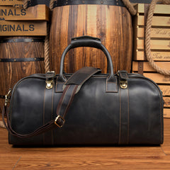 Cool Leather Mens Weekender Bag Shoulder Travel Bag Duffle Bag Coffee luggage Bag for Men - iwalletsmen