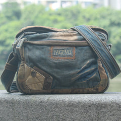 Denim Blue Mens Casual Small Messenger Bag Jean Postman Bag Courier Bag For Men - iwalletsmen