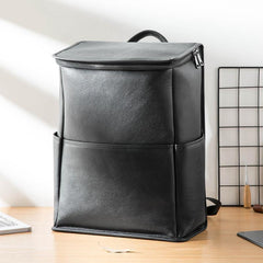 Black Fashion Mens Leather 15-inch Computer Backpacks Business Travel Backpacks College Backpack for men - iwalletsmen