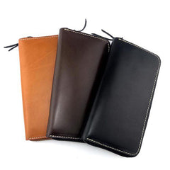 Stylish Black Leather Men's Long Wallet Clutch Wallet Tan Phone Wallet Zipper Clutch Wallet For Men - iwalletsmen