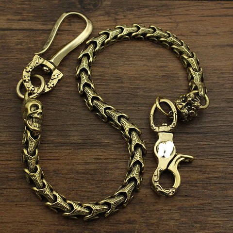 Badass Brass 18'' Copper Skull Chain Pants Chain Wallet Chain