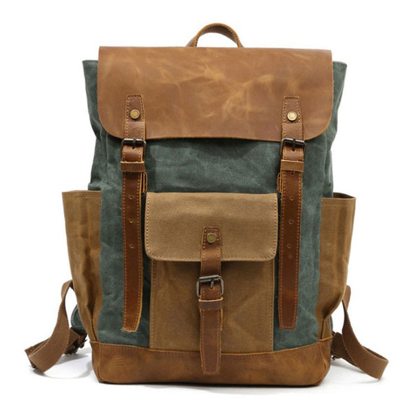 Waxed Canvas Mens Travel Backpack Canvas Backpacks Canvas School Backp ...