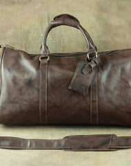 Cool Coffee Brown Leather Mens Large Travel Bag Overnight Bag Weekender Bags For Men - iwalletsmen