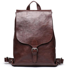 Best Brown Mens Leather 14 inches School Backpack Travel Backpack Top Computer Backpack For Men - iwalletsmen