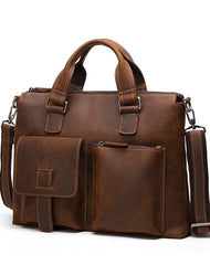 Vintage Leather Mens Briefcase Cool Work Briefcase Business Briefcase Laptop Briefcase For Men - iwalletsmen