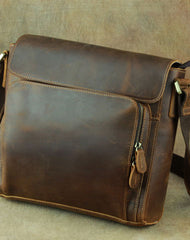 Leather Brown Mens Vintage Small Side Bag Shoulder Bags Small Messenger Bag For Men - iwalletsmen