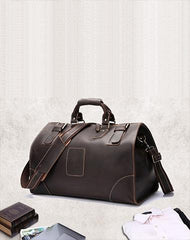 Vintage Leather Mens Large Weekender Bag Travel Bag Duffle Bag - iwalletsmen